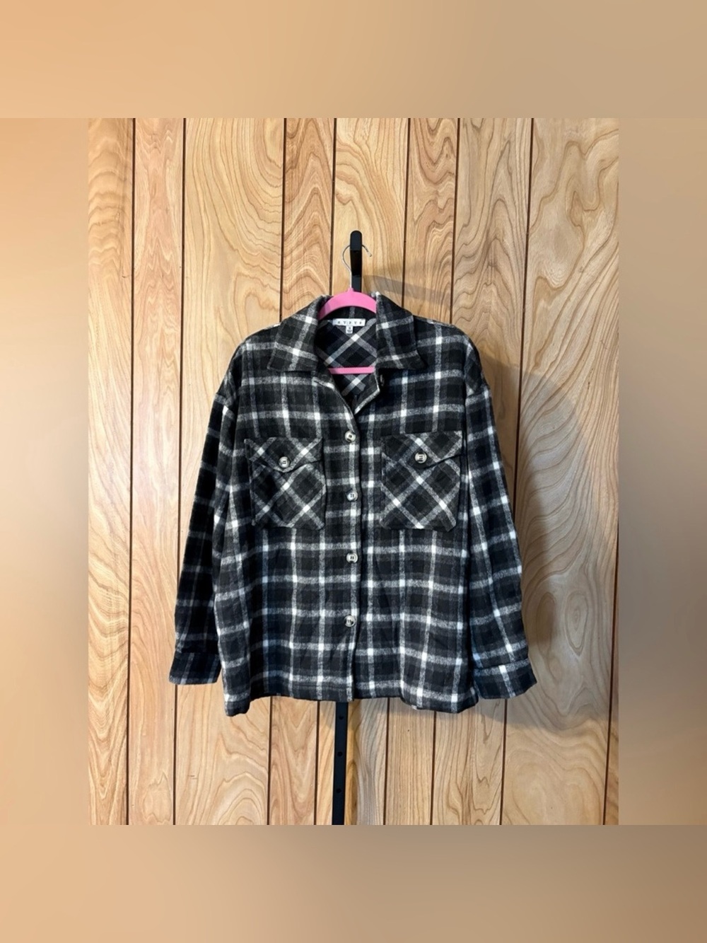 HYFVE Plaid Shacket Button Front Oversized Shirt Jacket Small